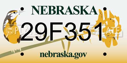 29F351 Nebraska License Plate