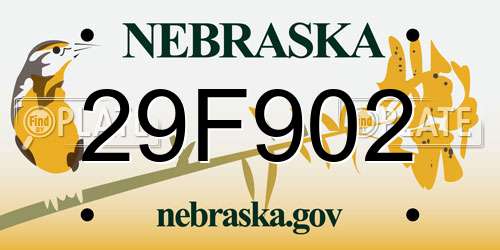 29F902 Nebraska License Plate