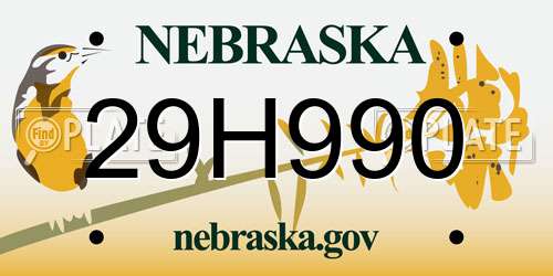 29H990 Nebraska License Plate