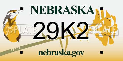 29K2 Nebraska License Plate