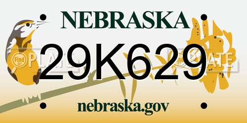 29K629 Nebraska License Plate