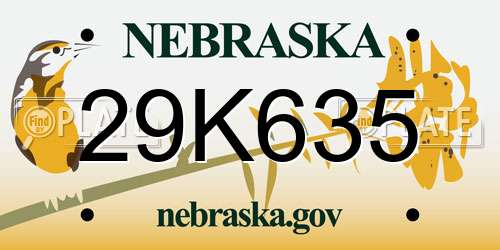 29K635 Nebraska License Plate