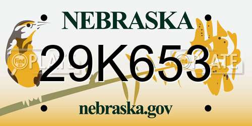29K653 Nebraska License Plate