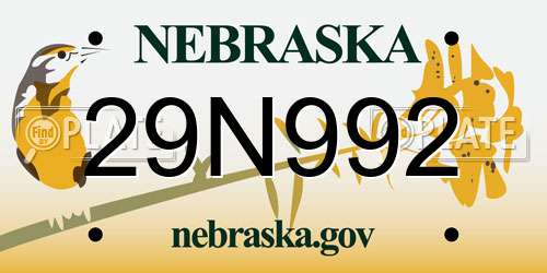 29N992 Nebraska License Plate