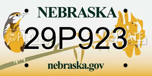 29P923 Nebraska License Plate