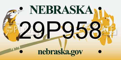 29P958 Nebraska License Plate