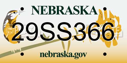 29SS366 Nebraska License Plate