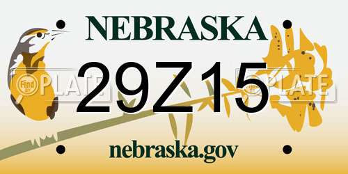 29Z15 Nebraska License Plate