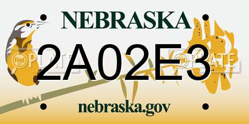 2A02E3 Nebraska License Plate