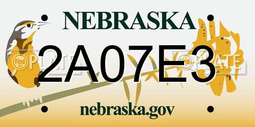 2A07E3 Nebraska License Plate