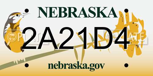 2A21D4 Nebraska License Plate