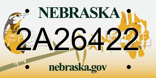 2A26422 Nebraska License Plate