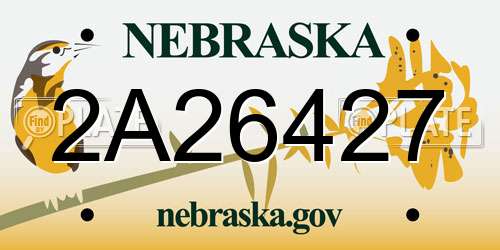 2A26427 Nebraska License Plate