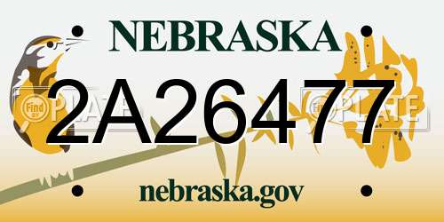 2A26477 Nebraska License Plate