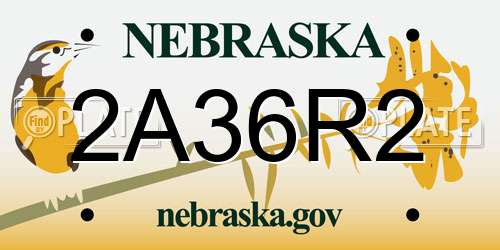 2A36R2 Nebraska License Plate