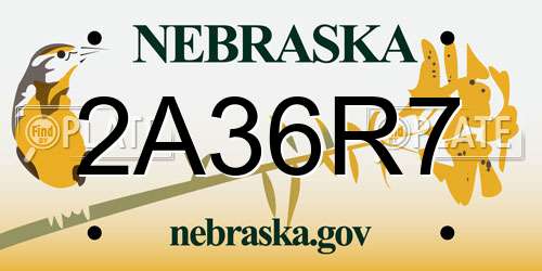 2A36R7 Nebraska License Plate