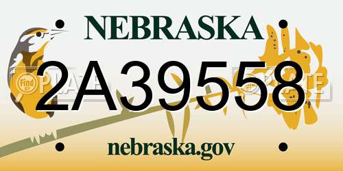 2A39558 Nebraska License Plate