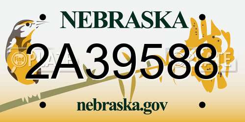 2A39588 Nebraska License Plate