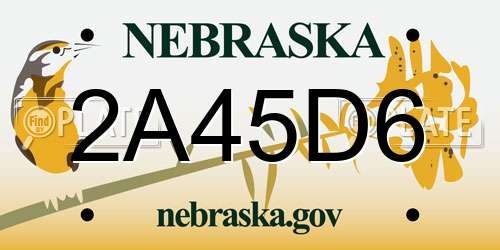 2A45D6 Nebraska License Plate