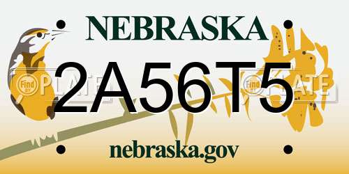 2A56T5 Nebraska License Plate