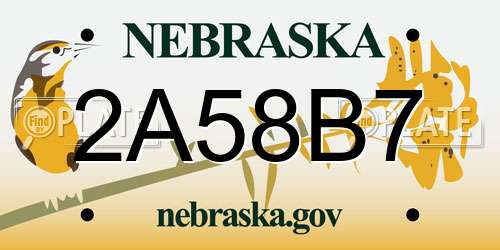 2A58B7 Nebraska License Plate