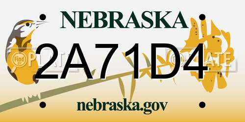 2A71D4 Nebraska License Plate