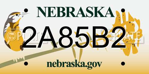 2A85B2 Nebraska License Plate