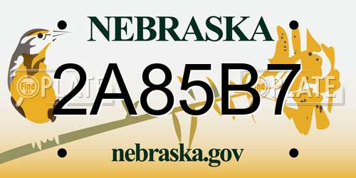2A85B7 Nebraska License Plate