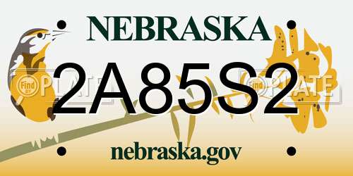 2A85S2 Nebraska License Plate