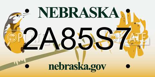 2A85S7 Nebraska License Plate