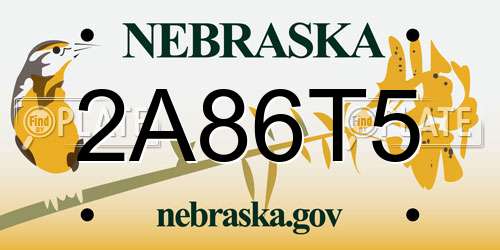 2A86T5 Nebraska License Plate