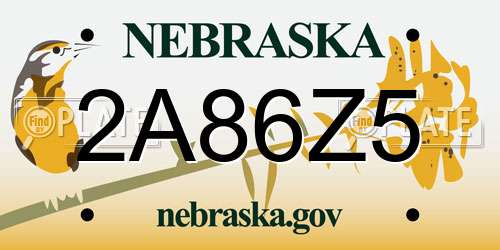 2A86Z5 Nebraska License Plate