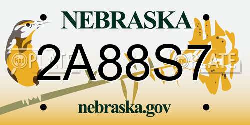 2A88S7 Nebraska License Plate