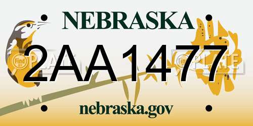 2AA1477 Nebraska License Plate