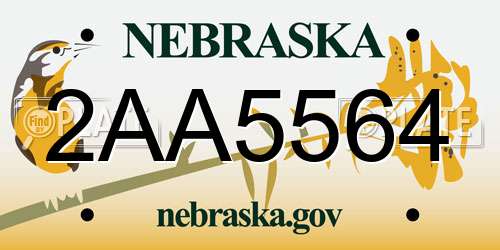 2AA5564 Nebraska License Plate