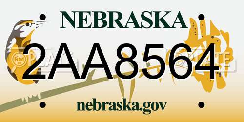 2AA8564 Nebraska License Plate