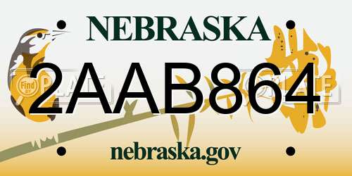 2AAB864 Nebraska License Plate