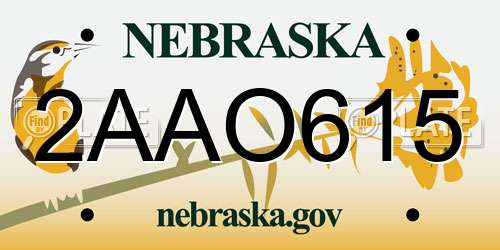 2AAO615 Nebraska License Plate