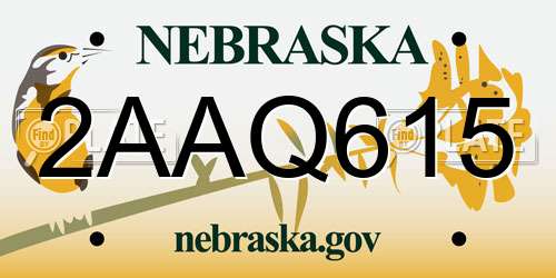 2AAQ615 Nebraska License Plate
