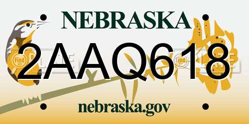 2AAQ618 Nebraska License Plate