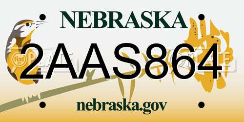 2AAS864 Nebraska License Plate