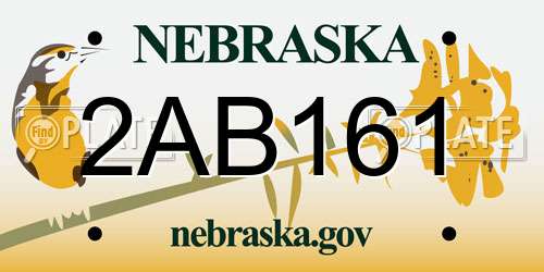 2AB161 Nebraska License Plate