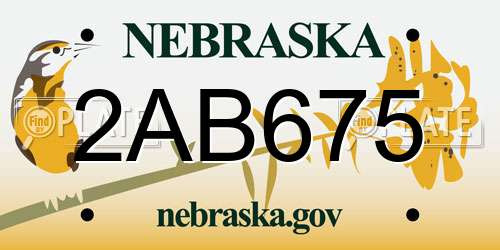 2AB675 Nebraska License Plate