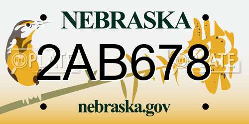2AB678 Nebraska License Plate