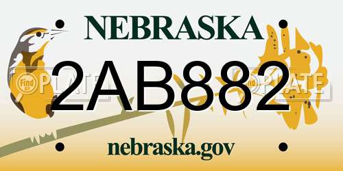 2AB882 Nebraska License Plate