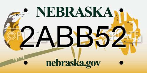 2ABB52 Nebraska License Plate