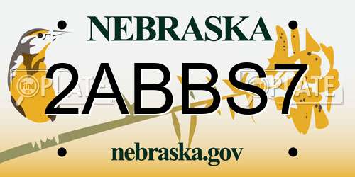 2ABBS7 Nebraska License Plate