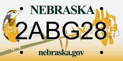 2ABG28 Nebraska License Plate