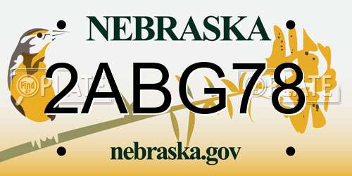 2ABG78 Nebraska License Plate