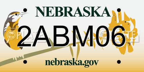 2ABM06 Nebraska License Plate